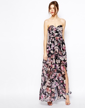 Bandeau maxi floral dress