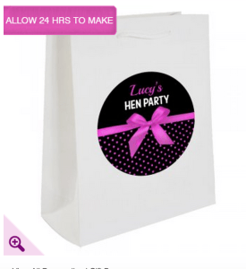 personalised hen party gift bag costing £2